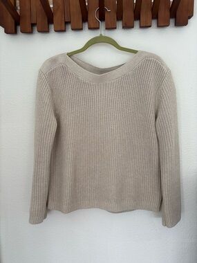 Quince Boatneck Fisherman 100% Organic Cotton Cream Knit Sweater